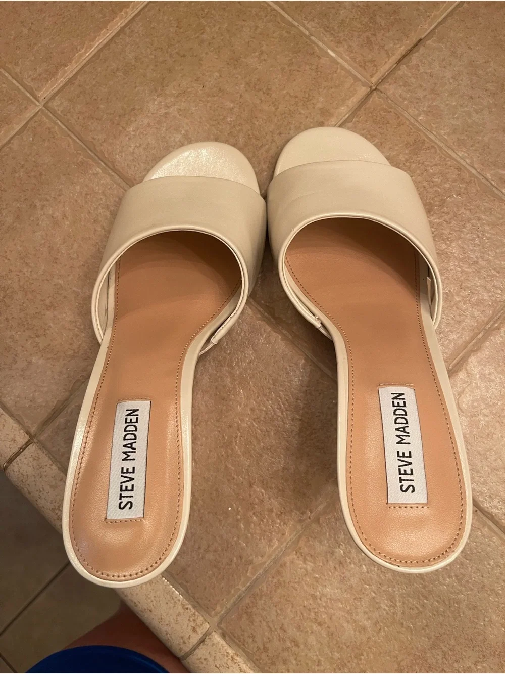 Steve Madden Ivory/Cream Open-Toe Wedge Slides